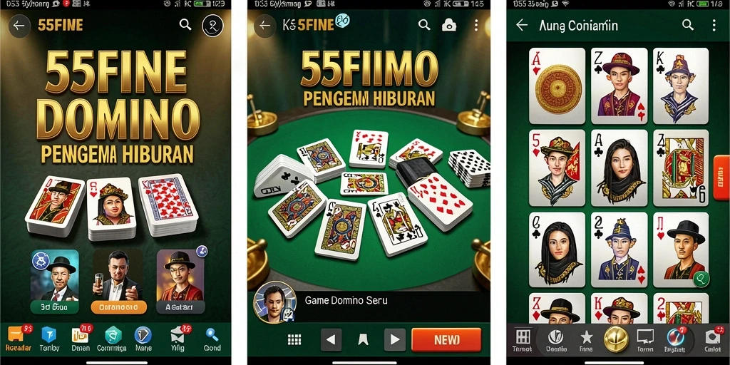 Screenshot gameplay Domino dari 55FIVE menunjukkan keseruan permainan.