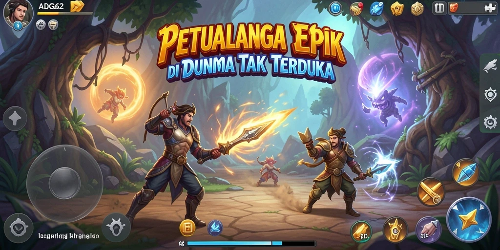 Tampilan dinamis gameplay ADG62 di dunia petualangan yang menantang.