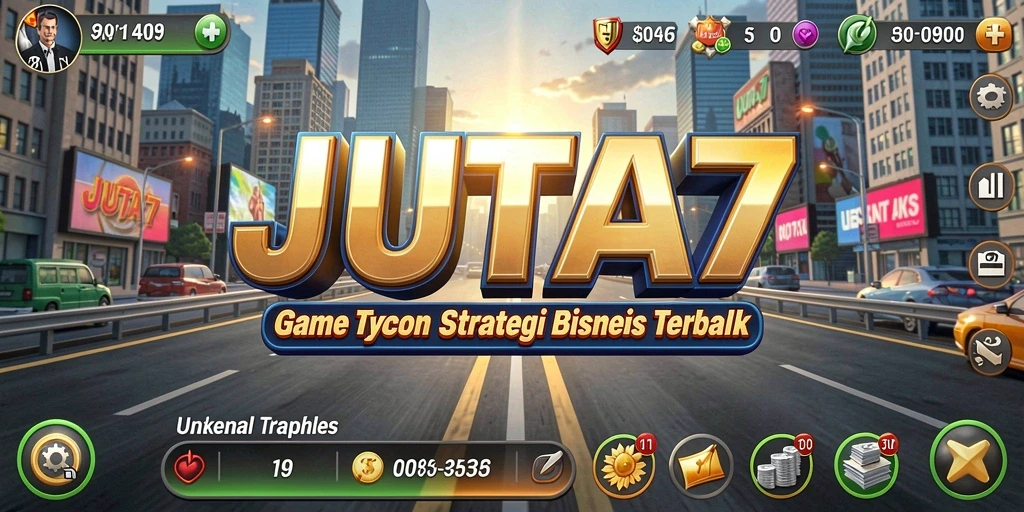 Screenshot utama JUTA7 menampilkan gameplay bisnis yang inovatif.