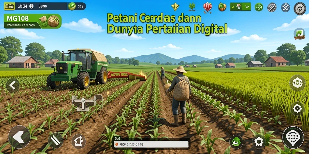 Screenshot gameplay MG108 menunjukkan aktivitas bertani yang menyenangkan.